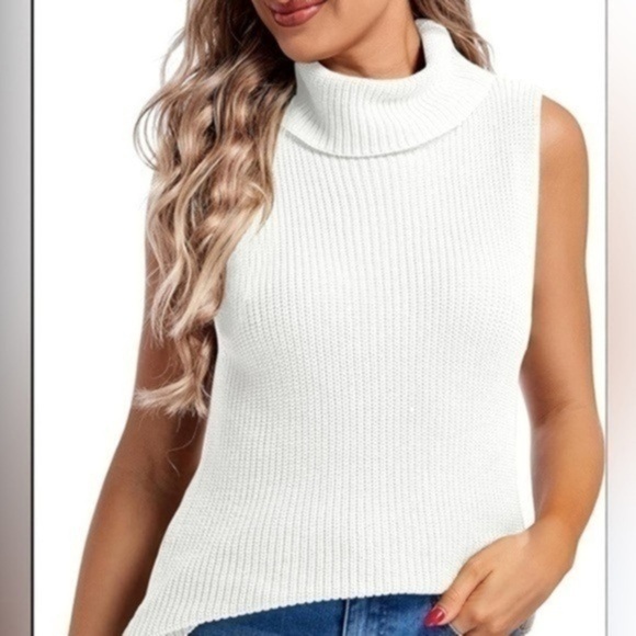 Highline Tops - Highline Turtleneck Sweater Vest Casual Ribbed Knit Sweaters size S